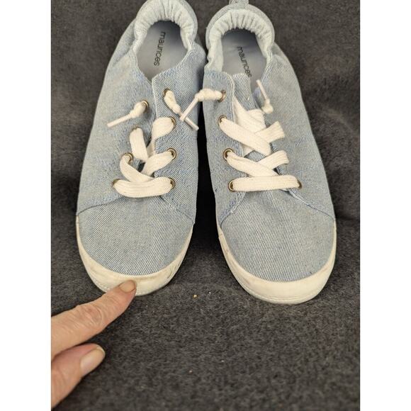 MAURICES Mariah SuperCush Sneaker Womens 11M Blue Canvas Slip On Scrunch Heel - Picture 4 of 9